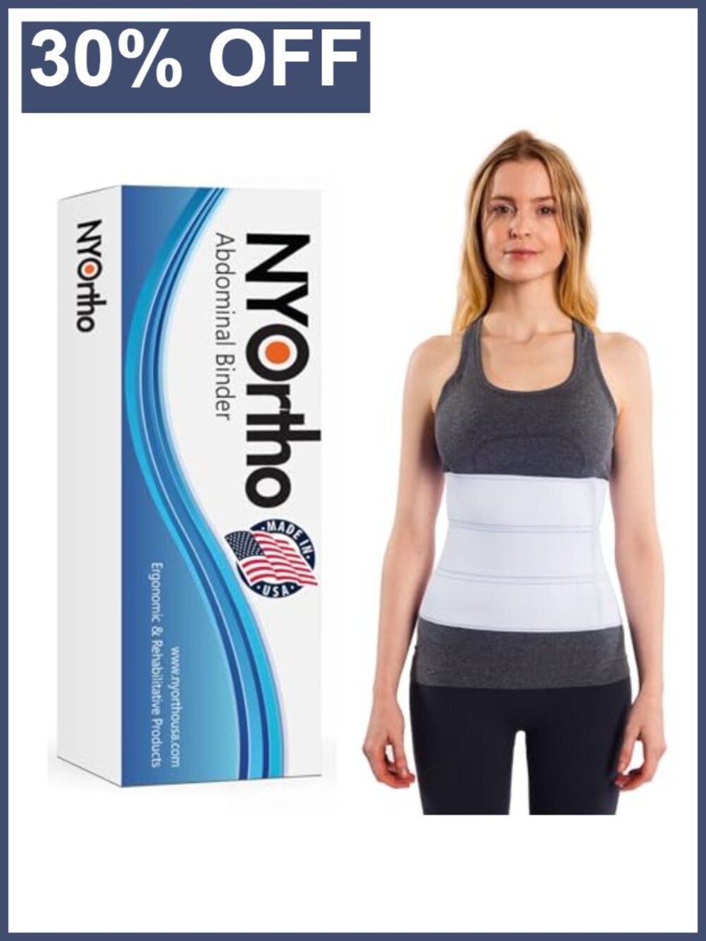 Abdominal Binder Lower Waist Support Belt for Men and Women Latex-Free